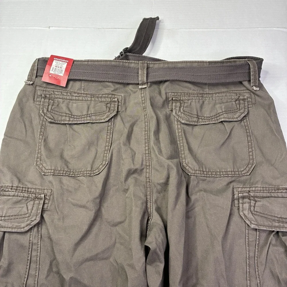 Unionbay Survivor Cargo Pants Men's Size 40x30 Saddle Belt Cotton Straight Leg